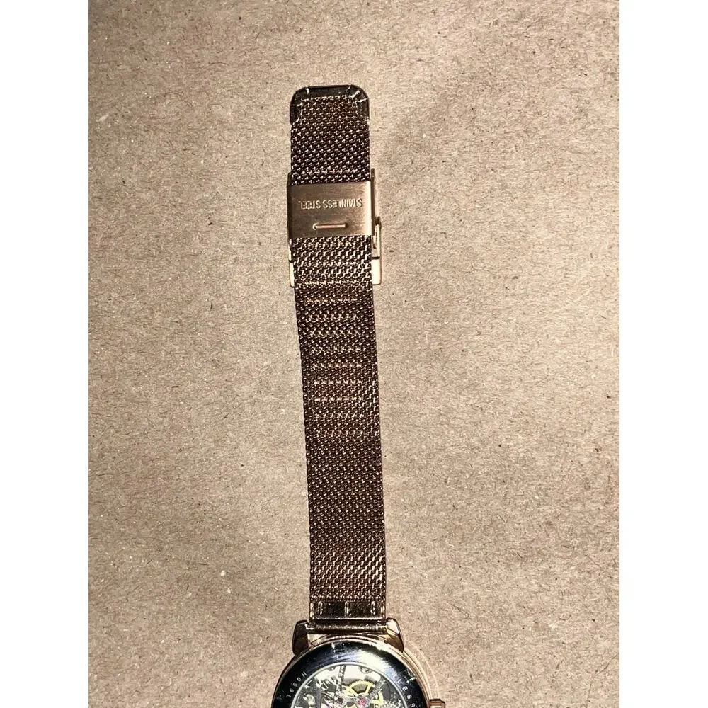 Forsining Women's Rose Gold Automatic Mechanical Skeleton Transparent Watch